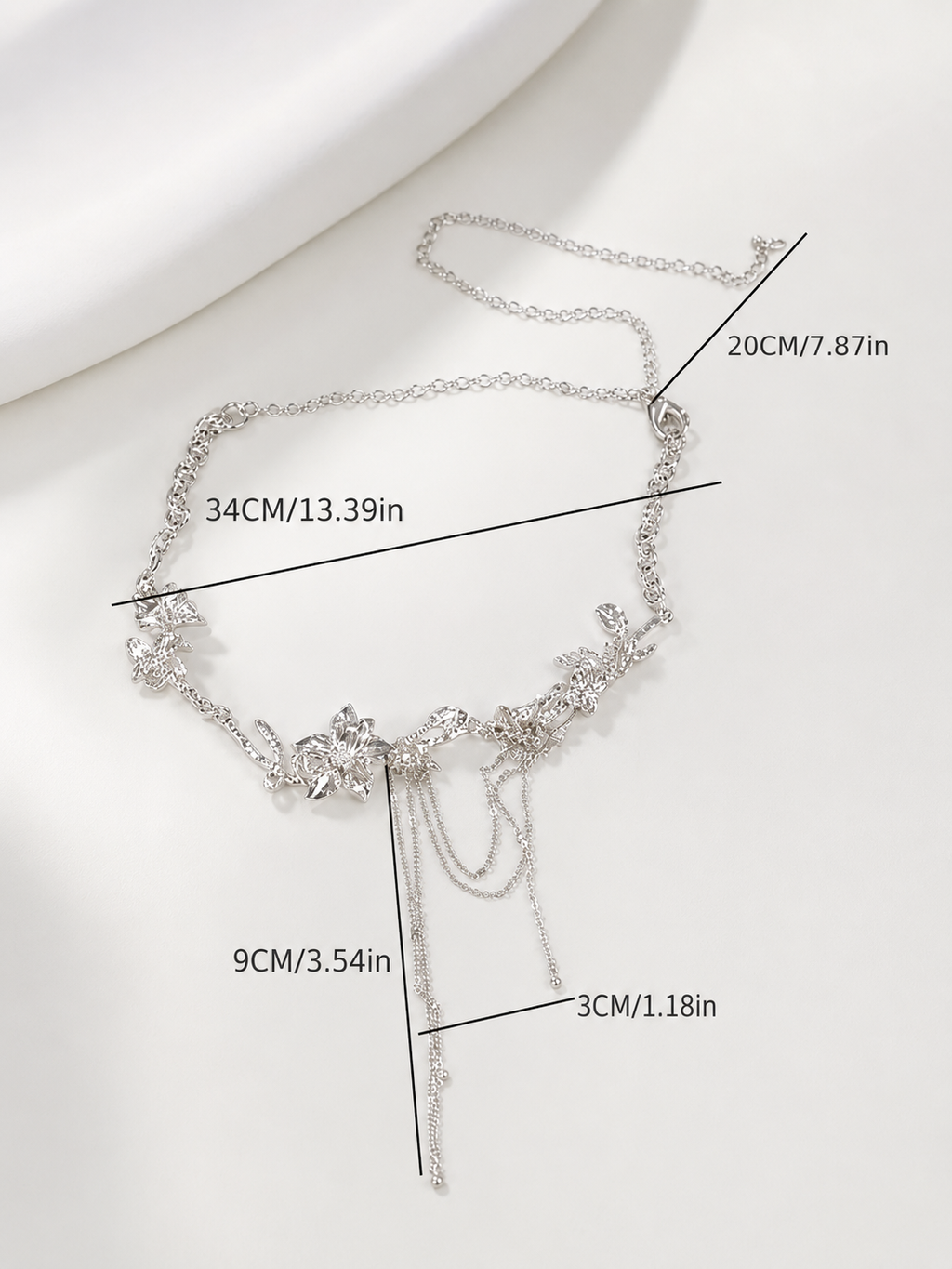 Silver Bloom Cascade Necklace