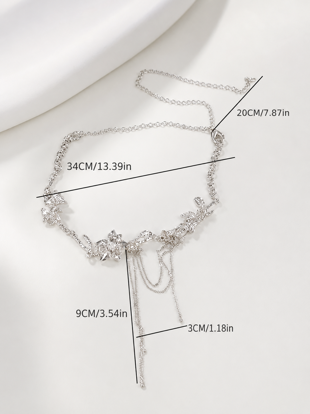 Silver Bloom Cascade Necklace