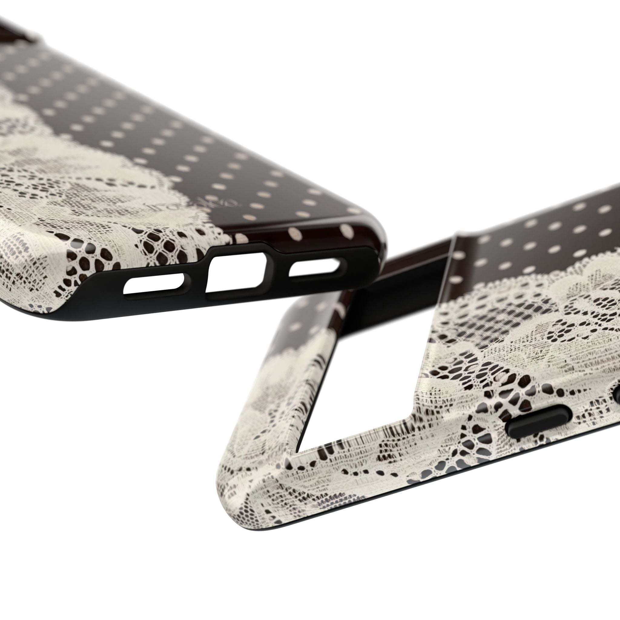Brown Polka Dot and Lace Phone Case