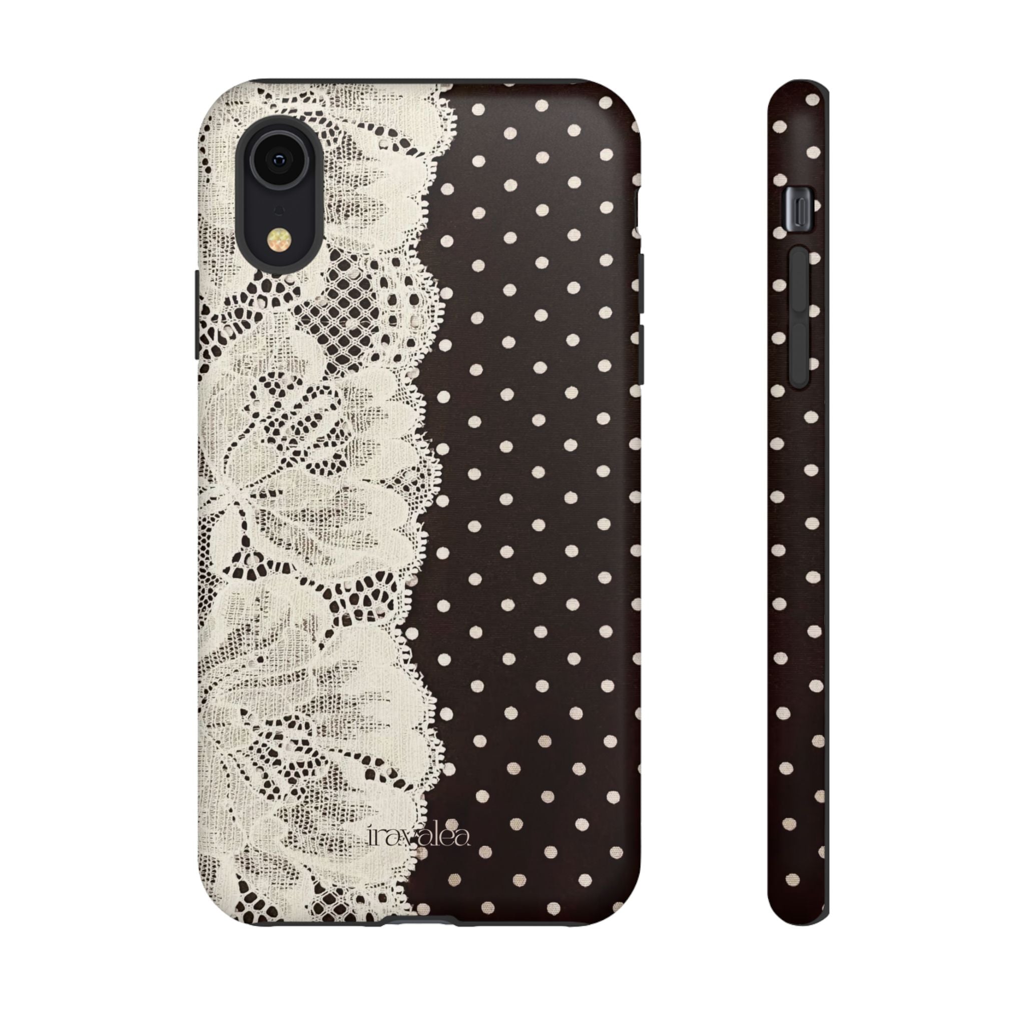 Brown Polka Dot and Lace Phone Case