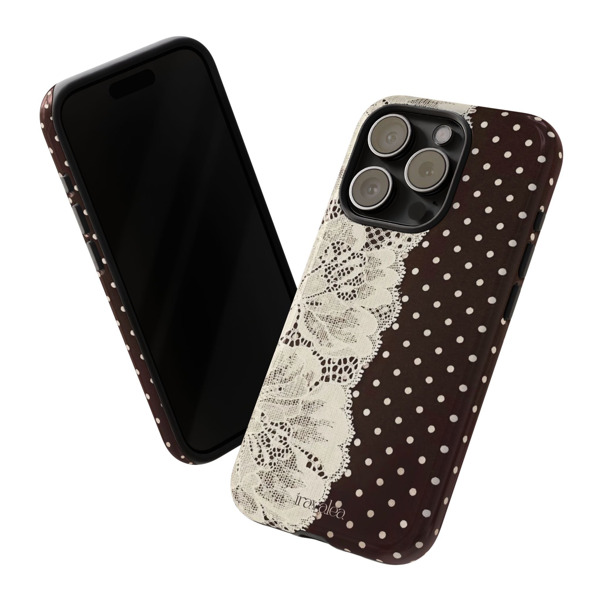 Brown Polka Dot and Lace Phone Case