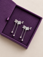 Silver Sakura Drop Earrings