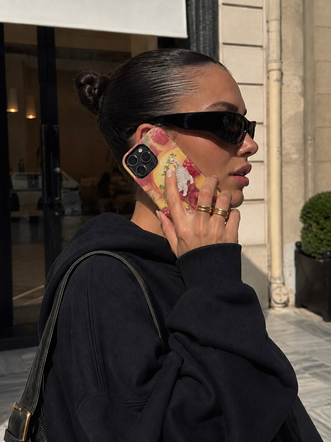 Cat with Raspberries and Peach Slices Phone Case