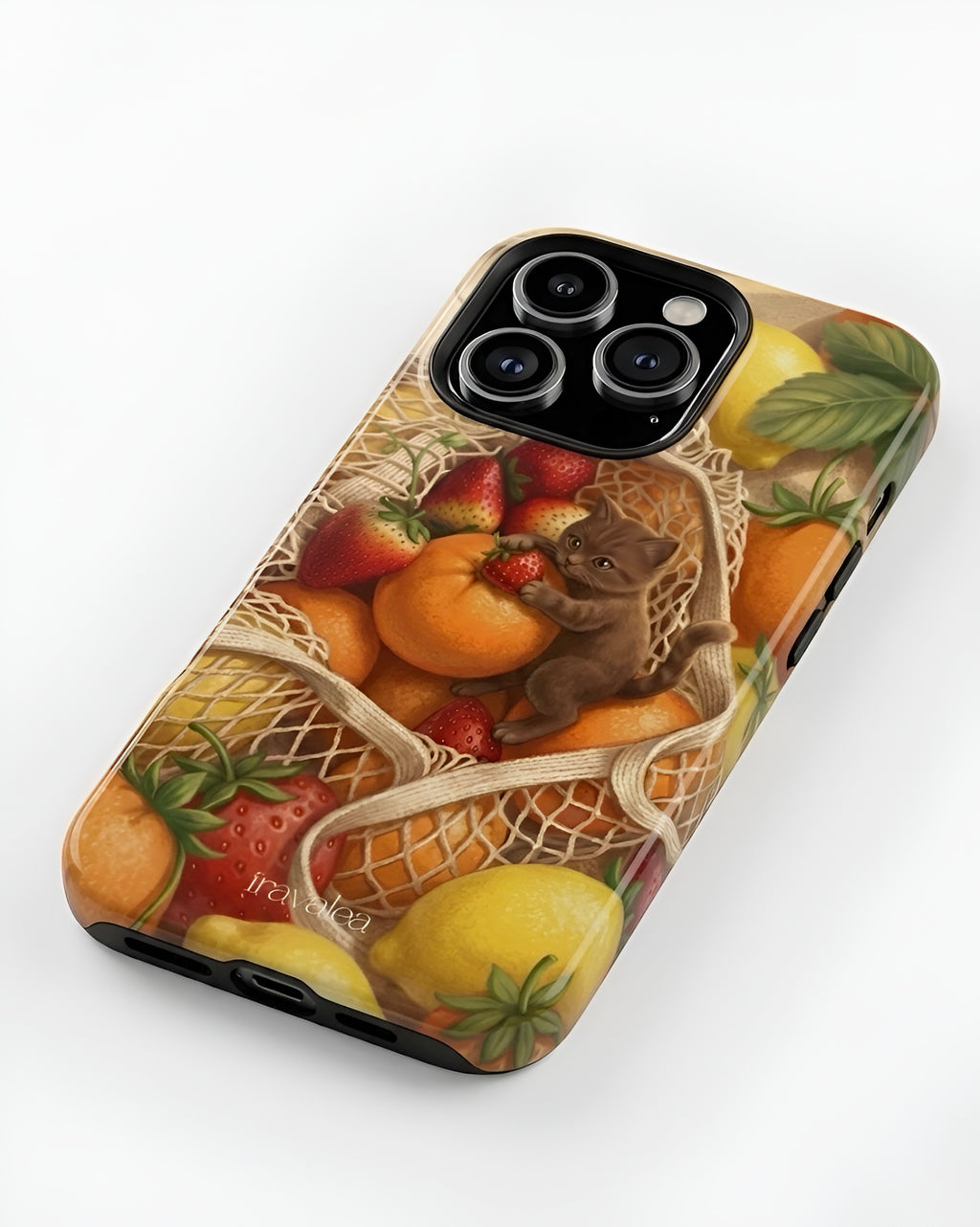 Cat in Summery Fruit Basket Phone Case