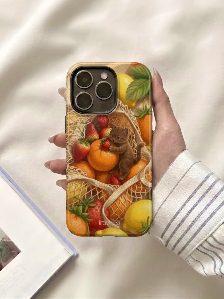 Cat in Summery Fruit Basket Phone Case