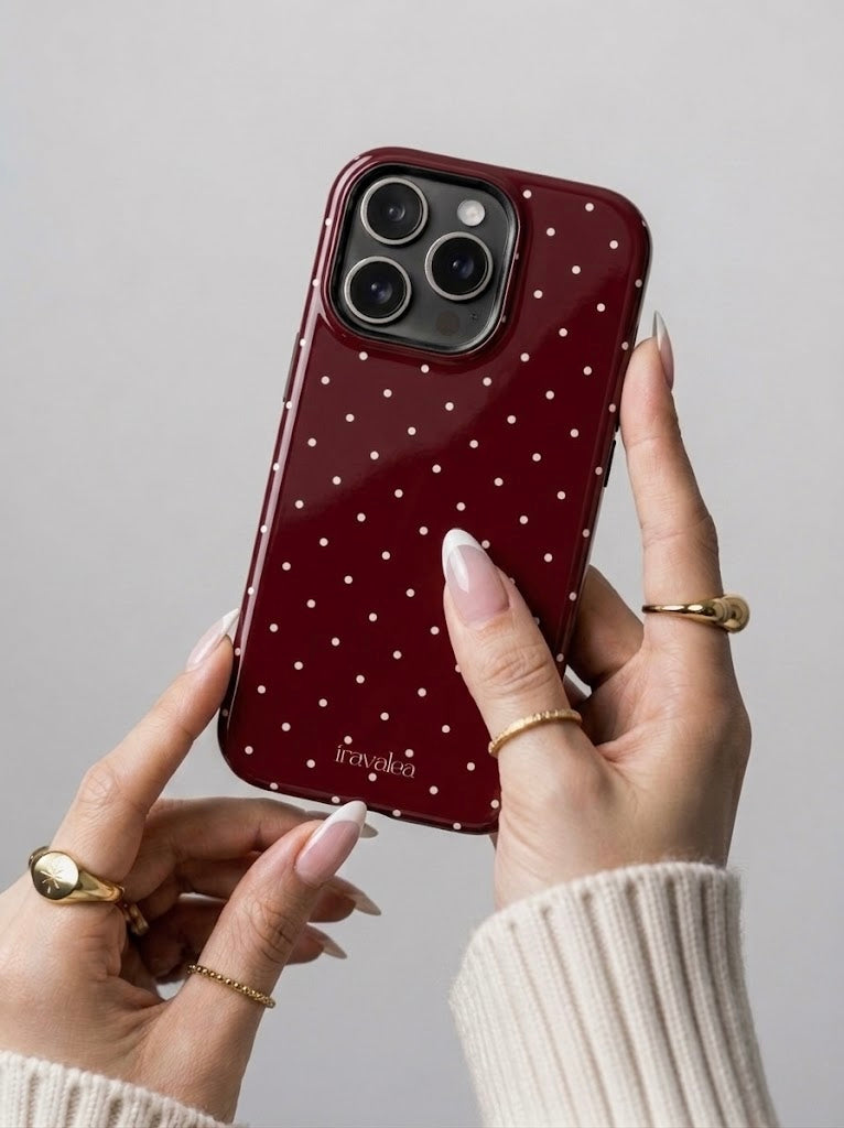 Burgundy Red Polka Dot Phone Case