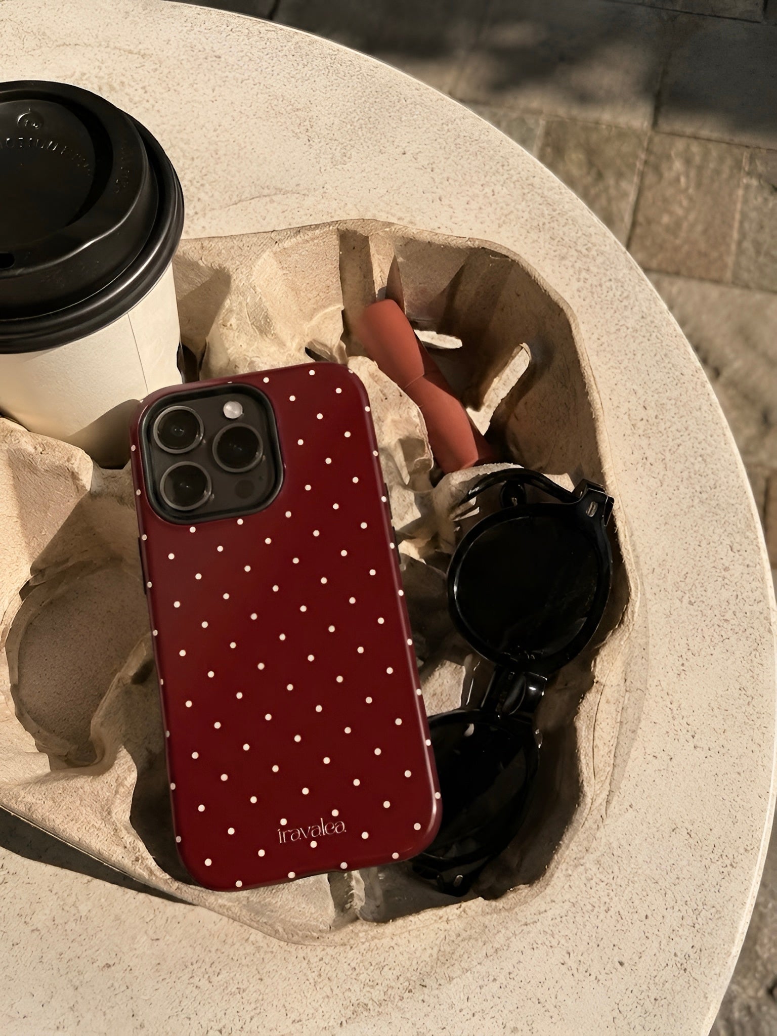 Burgundy Red Polka Dot Phone Case