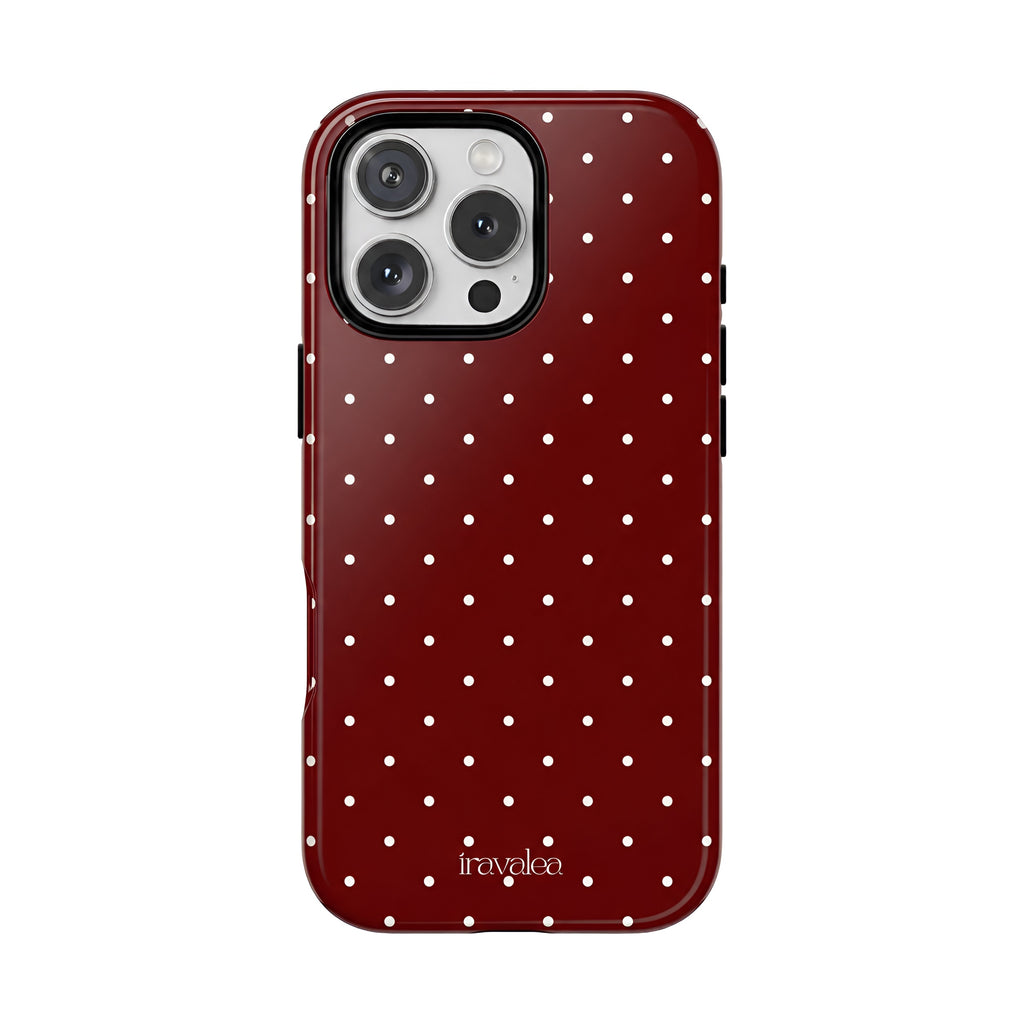 Burgundy Red Polka Dot Phone Case