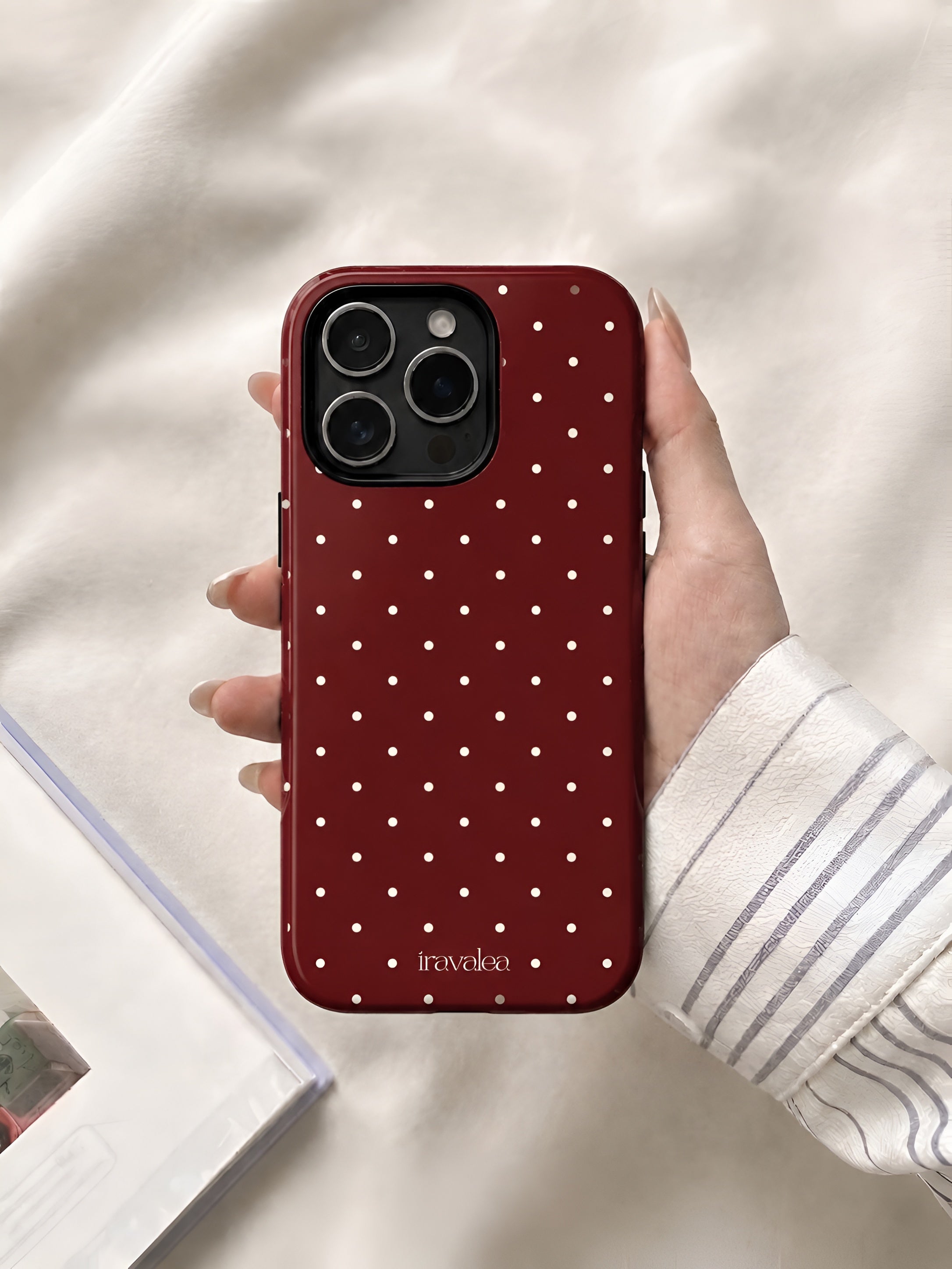 Burgundy Red Polka Dot Phone Case