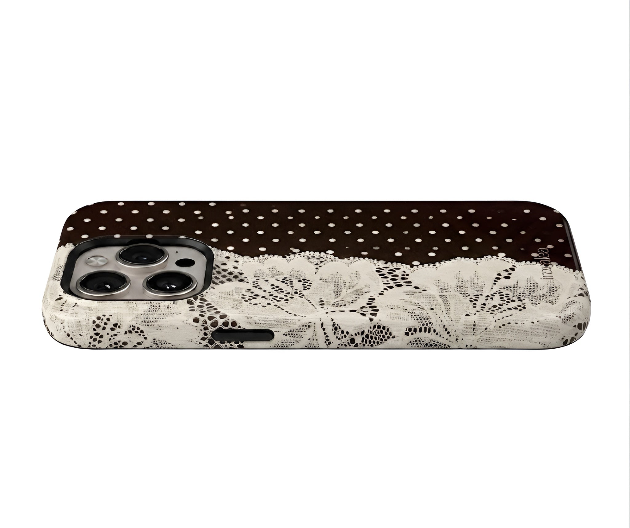 Brown Polka Dot and Lace Phone Case