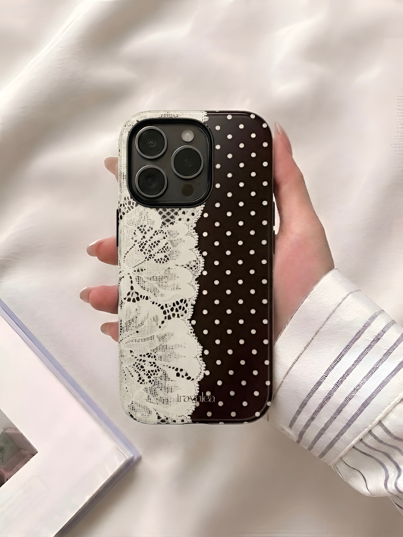 Brown Polka Dot and Lace Phone Case