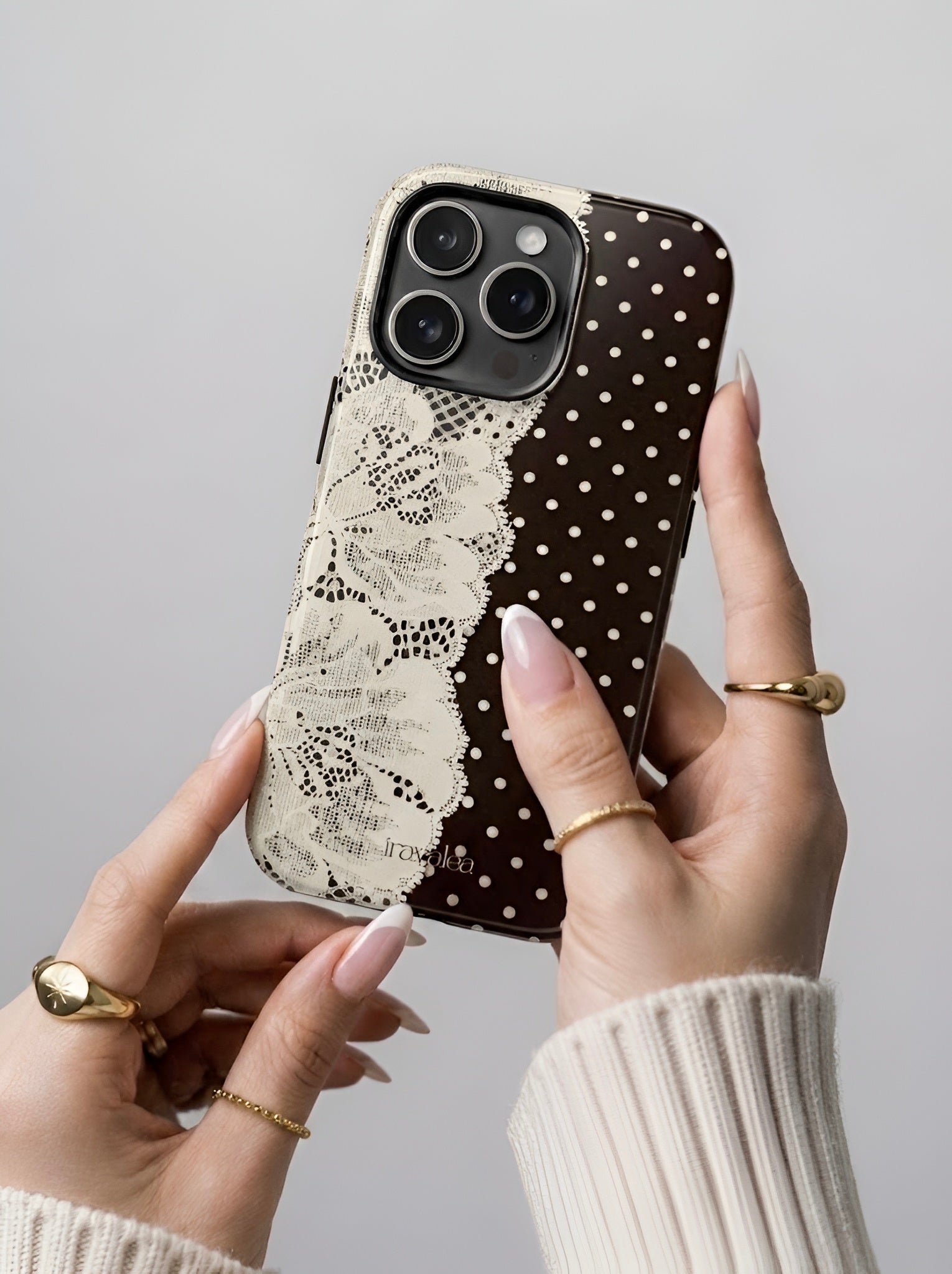 Brown Polka Dot and Lace Phone Case