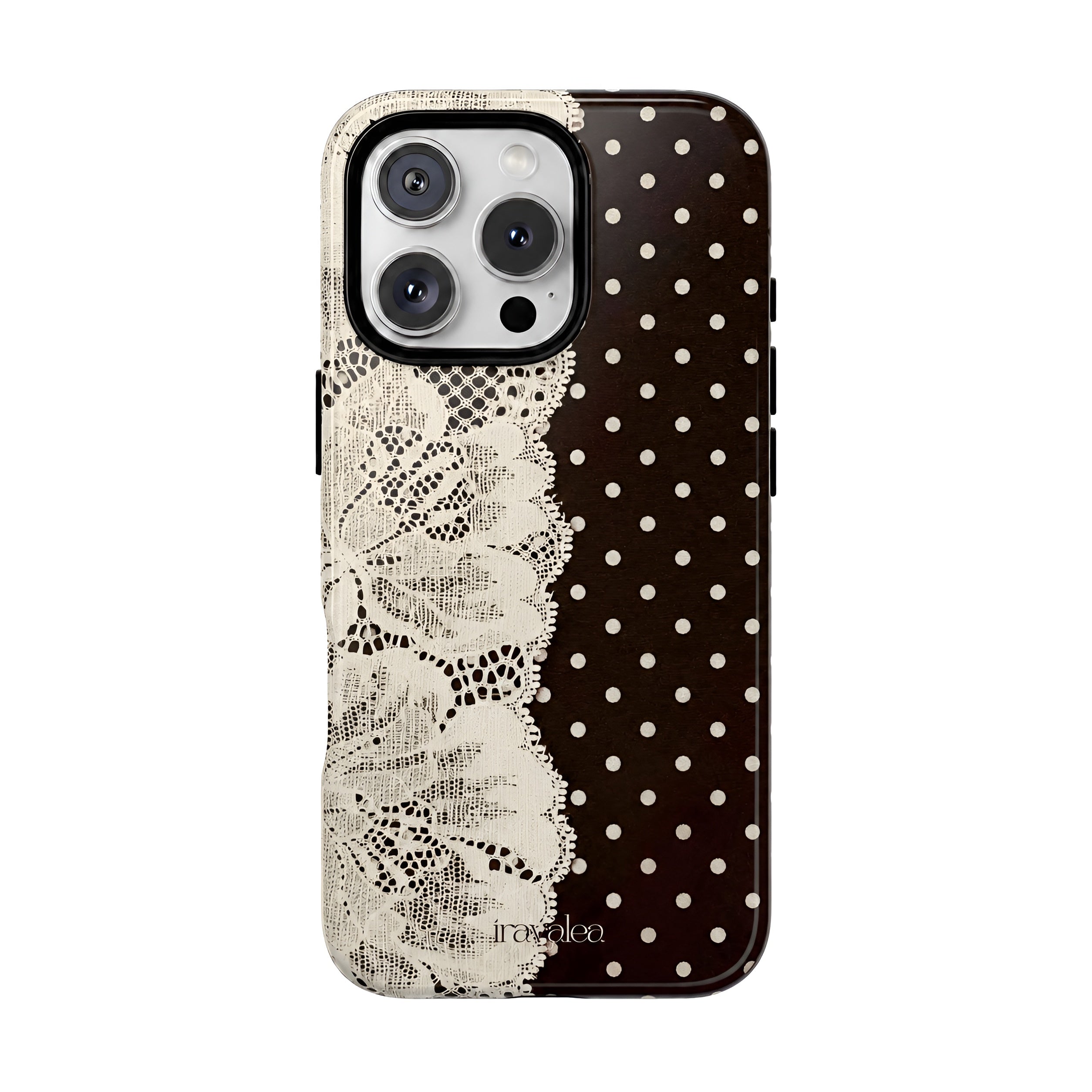 Brown Polka Dot and Lace Phone Case