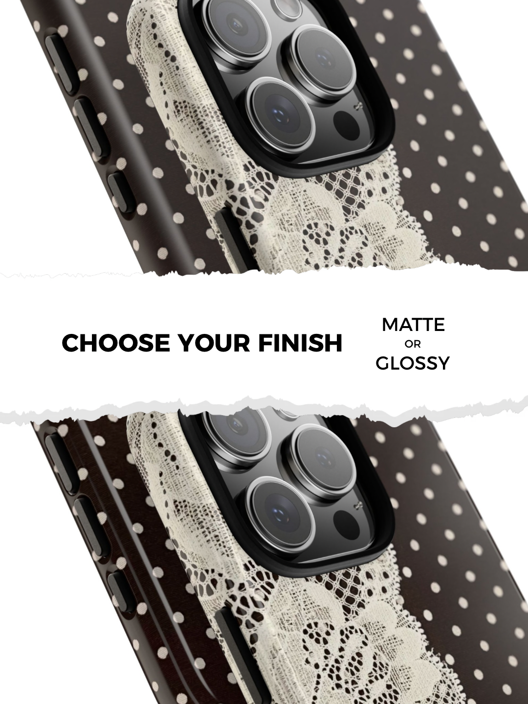 Brown Polka Dot and Lace Phone Case