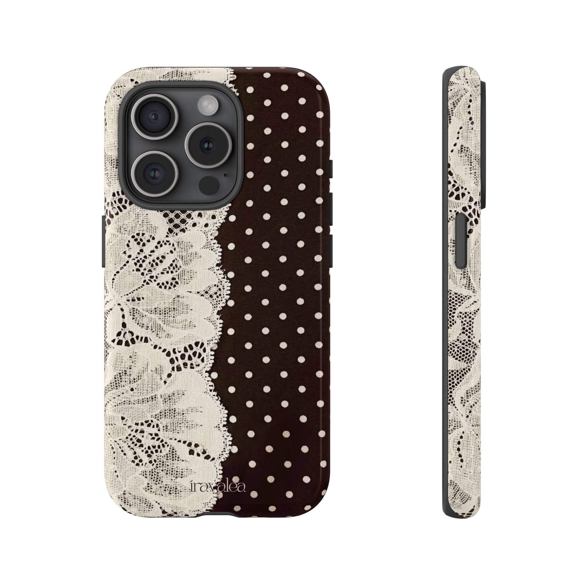 Brown Polka Dot and Lace Phone Case