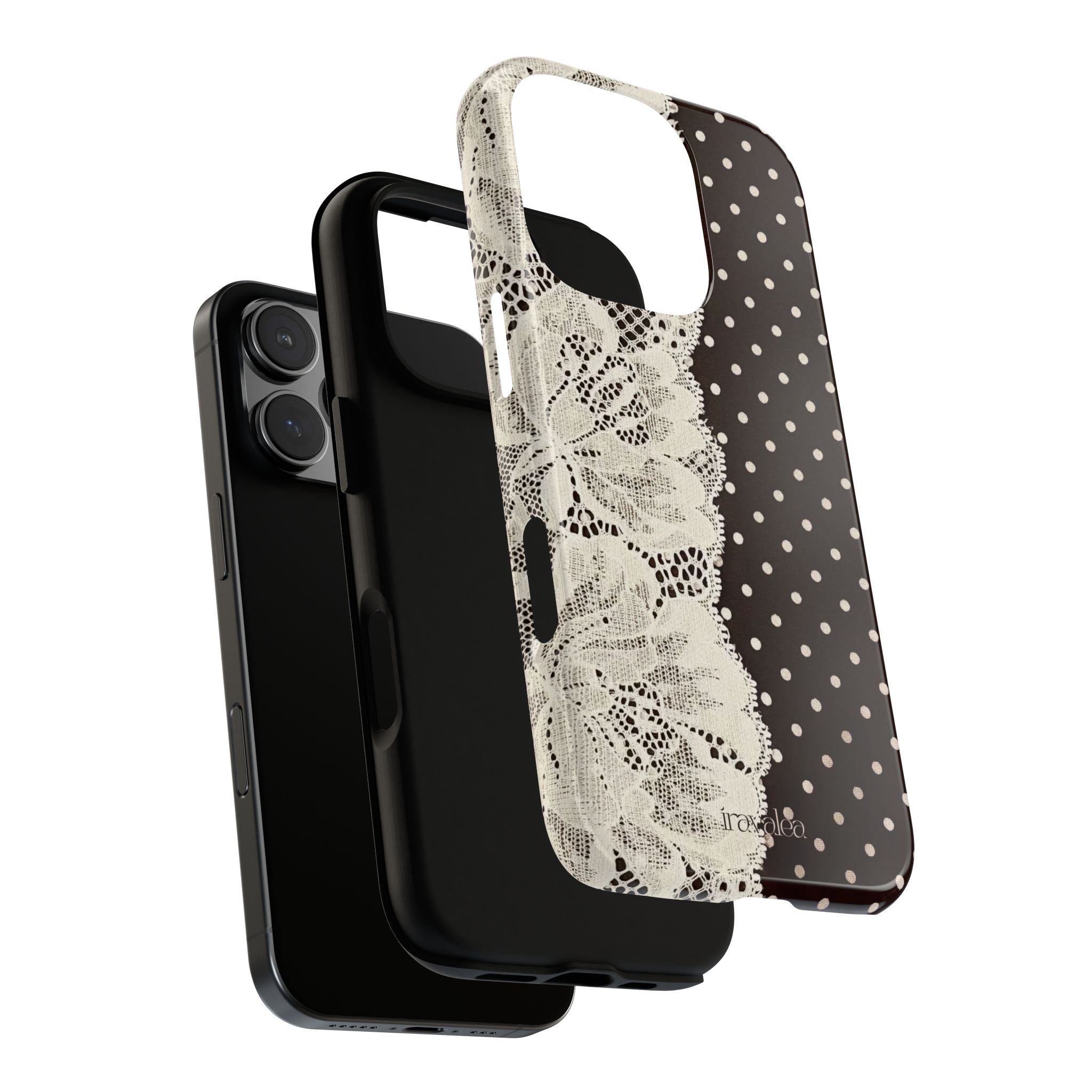 Brown Polka Dot and Lace Phone Case