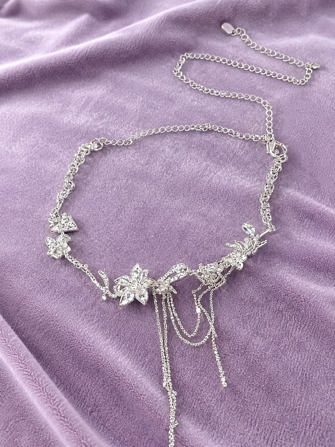 Silver Bloom Cascade Necklace