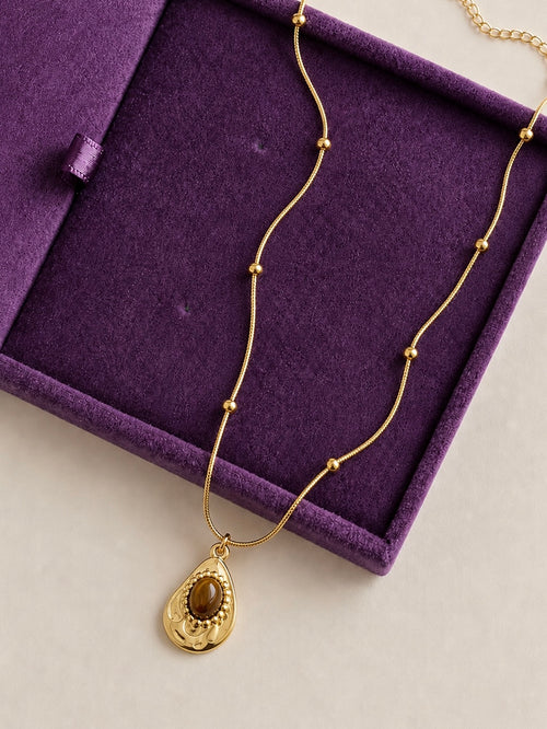 Golden Tiger Teardrop Necklace