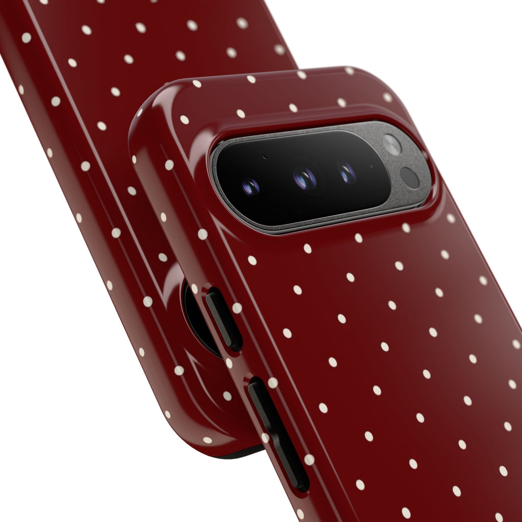 Burgundy Red Polka Dot Phone Case
