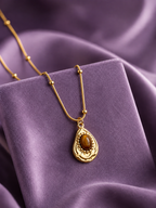 Golden Tiger Teardrop Necklace