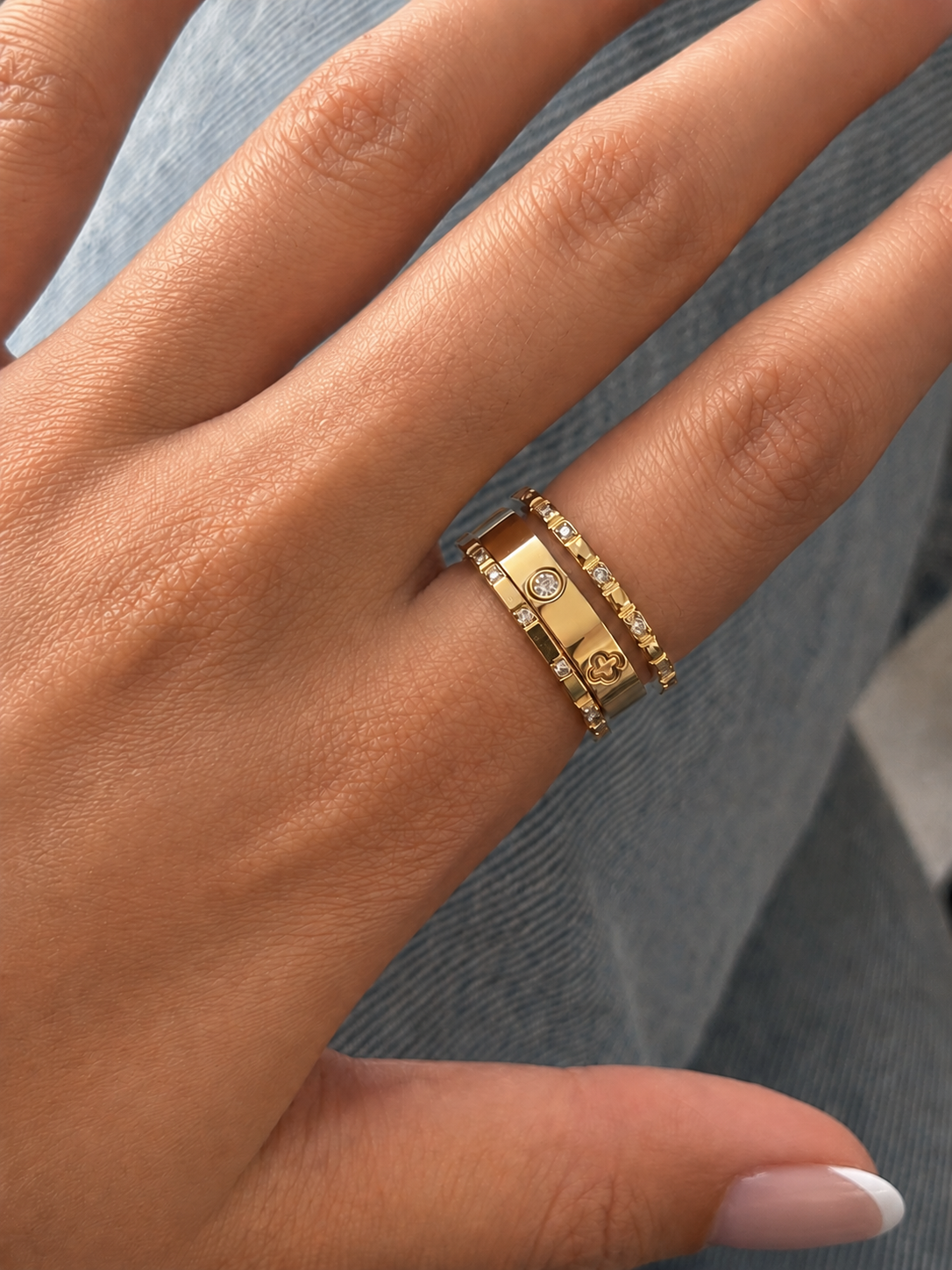 Golden Clover Ring Set