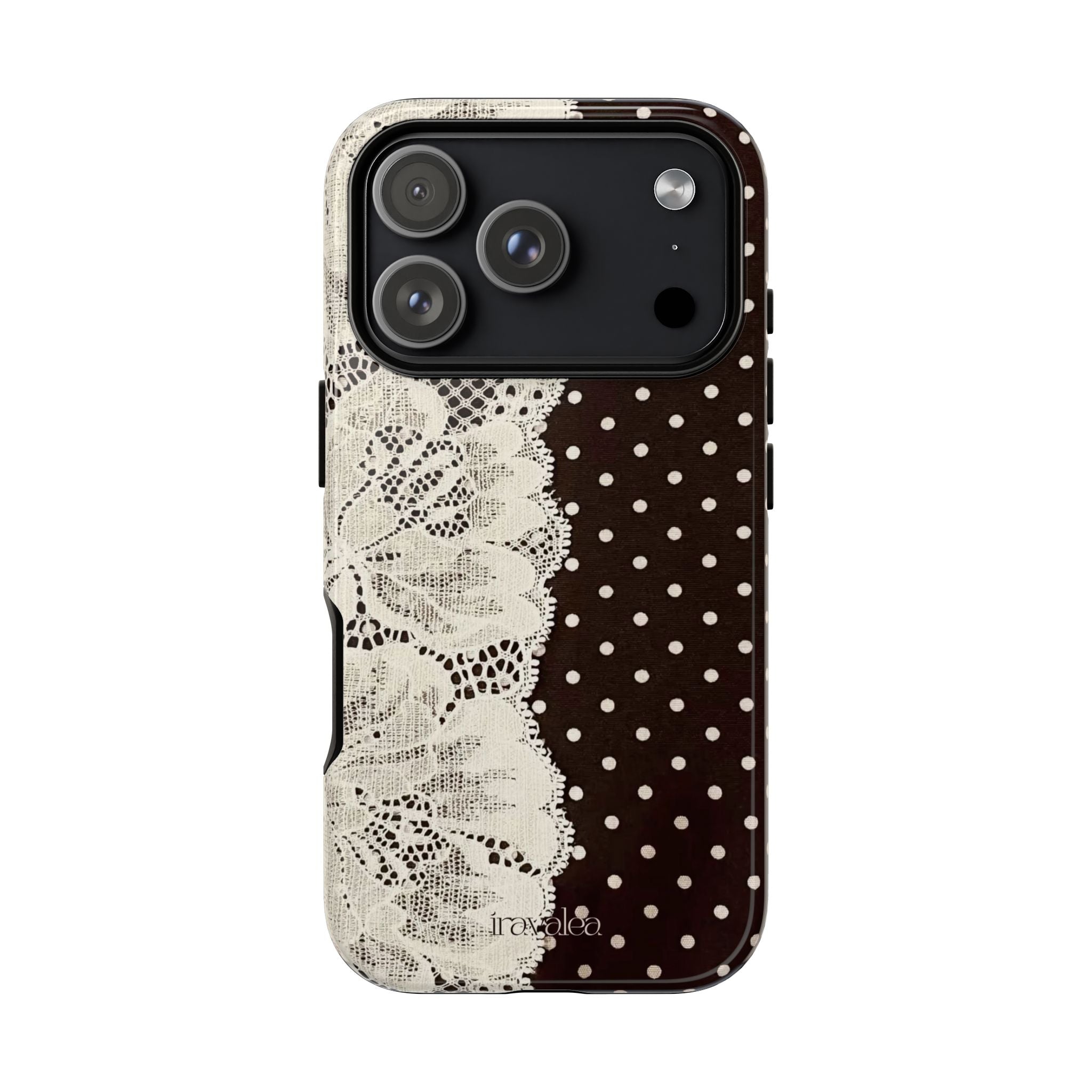 Brown Polka Dot and Lace Phone Case