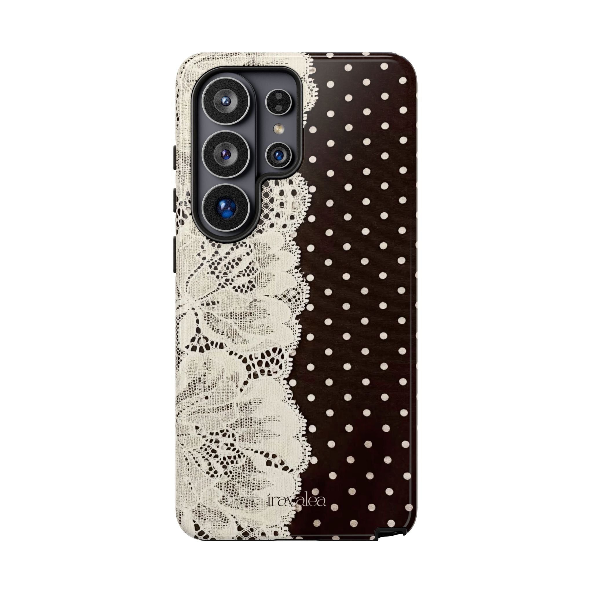 Brown Polka Dot and Lace Phone Case
