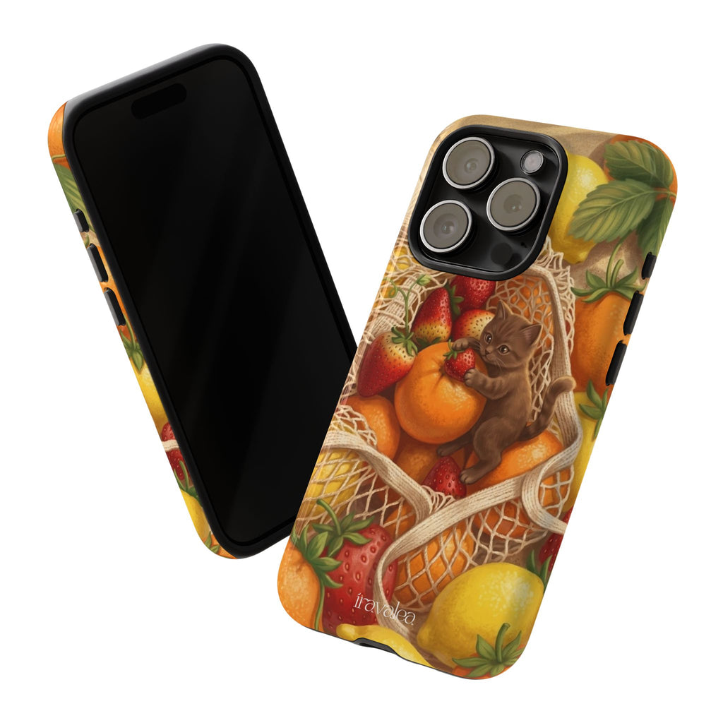 Cat in Summery Fruit Basket Phone Case