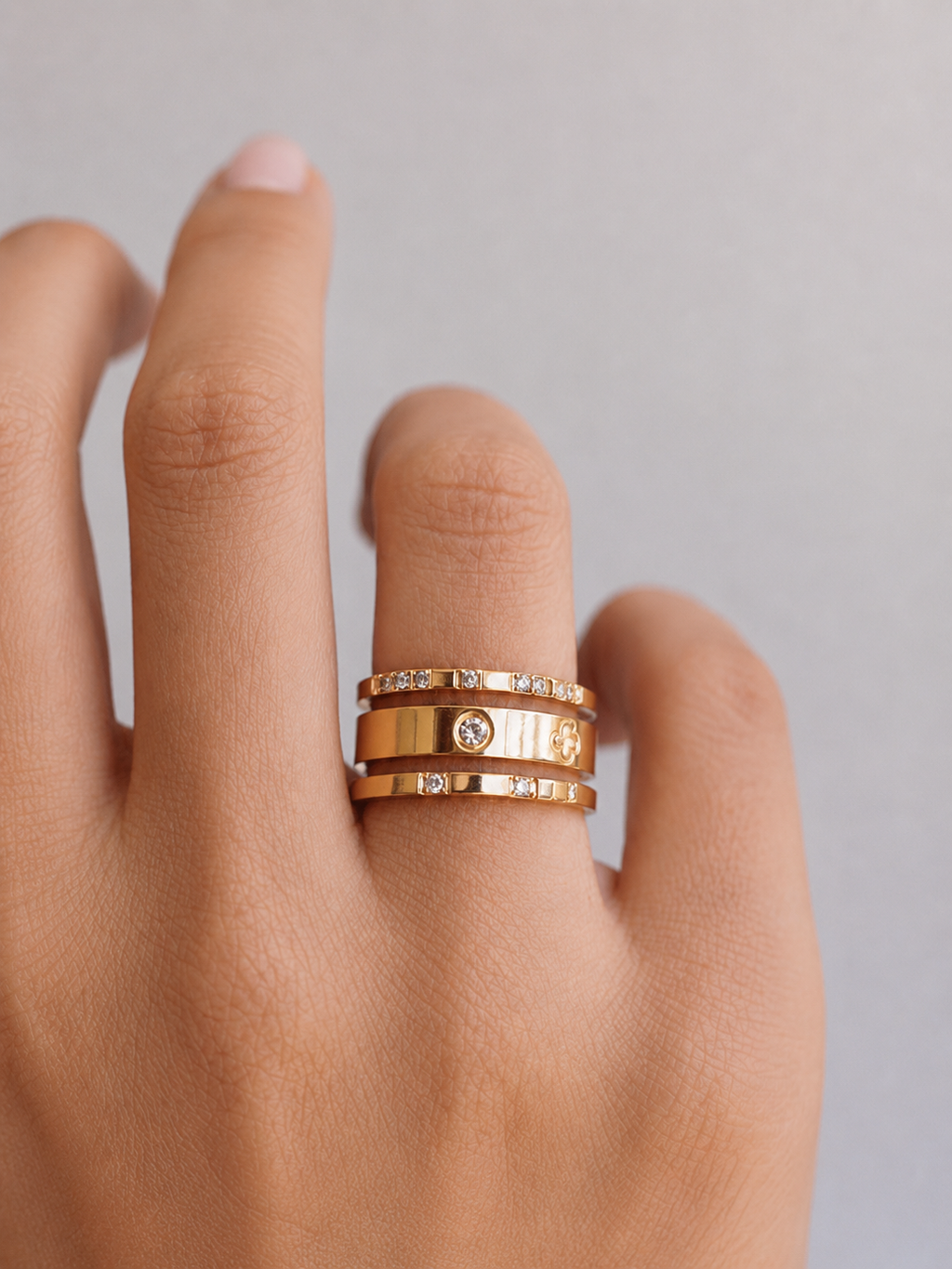 Golden Clover Ring Set