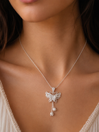 Silver Butterfly Bell Necklace